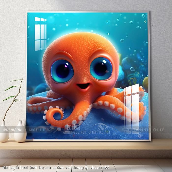 file tranh hoat hinh tre em ca heo dai duong 3d decor 466