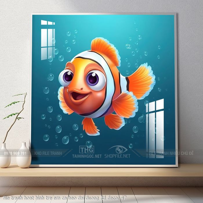 file tranh hoat hinh tre em ca heo dai duong 3d decor 47