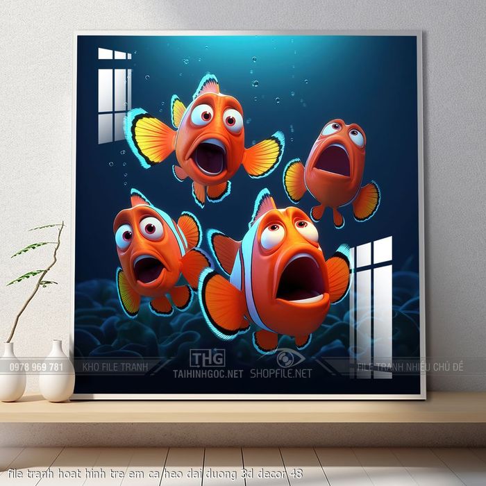 file tranh hoat hinh tre em ca heo dai duong 3d decor 48