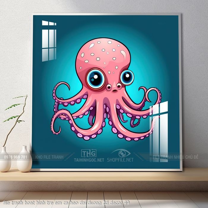 file tranh hoat hinh tre em ca heo dai duong 3d decor 49