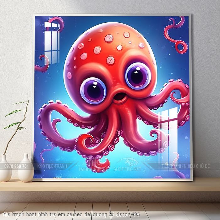 file tranh hoat hinh tre em ca heo dai duong 3d decor 496