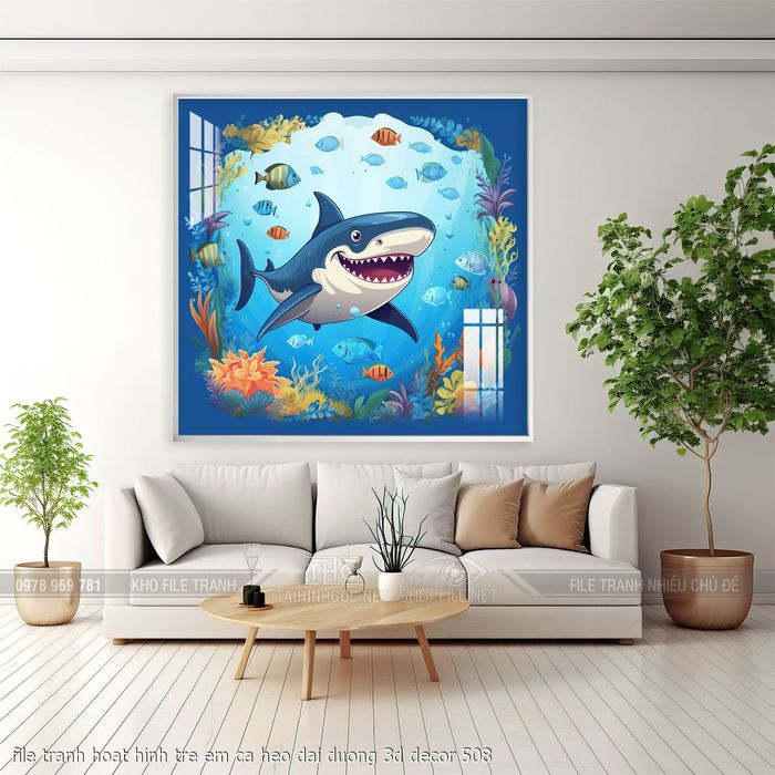 file tranh hoat hinh tre em ca heo dai duong 3d decor 508