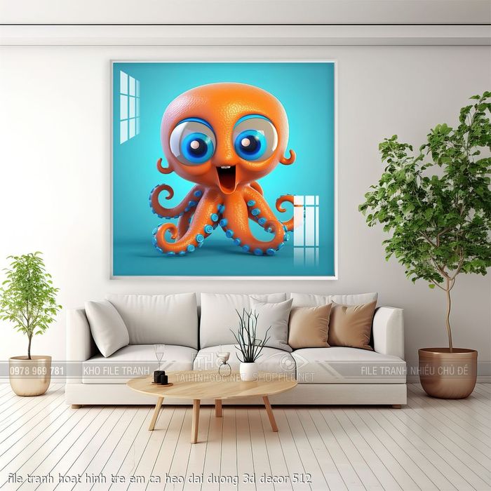 file tranh hoat hinh tre em ca heo dai duong 3d decor 512