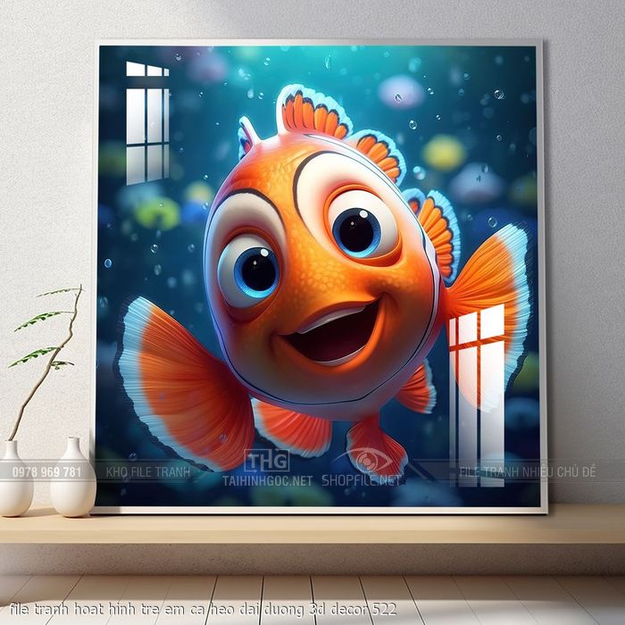 file tranh hoat hinh tre em ca heo dai duong 3d decor 522