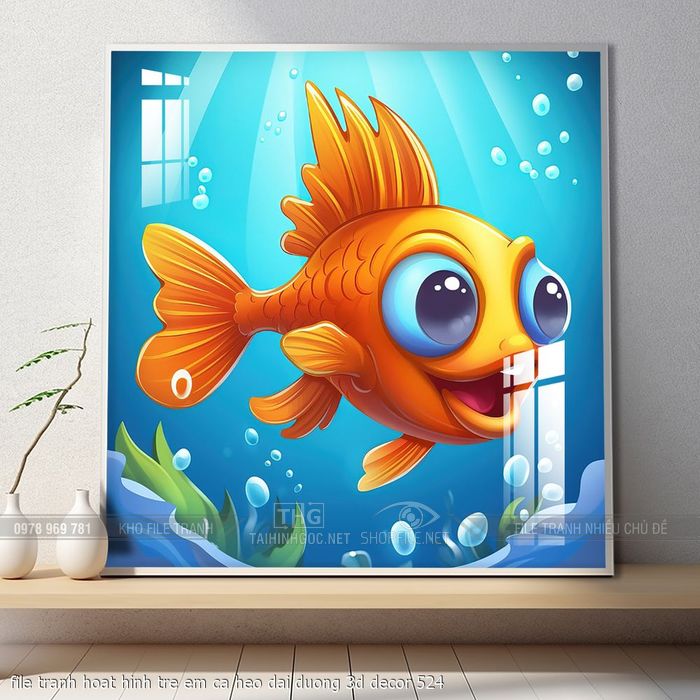 file tranh hoat hinh tre em ca heo dai duong 3d decor 524