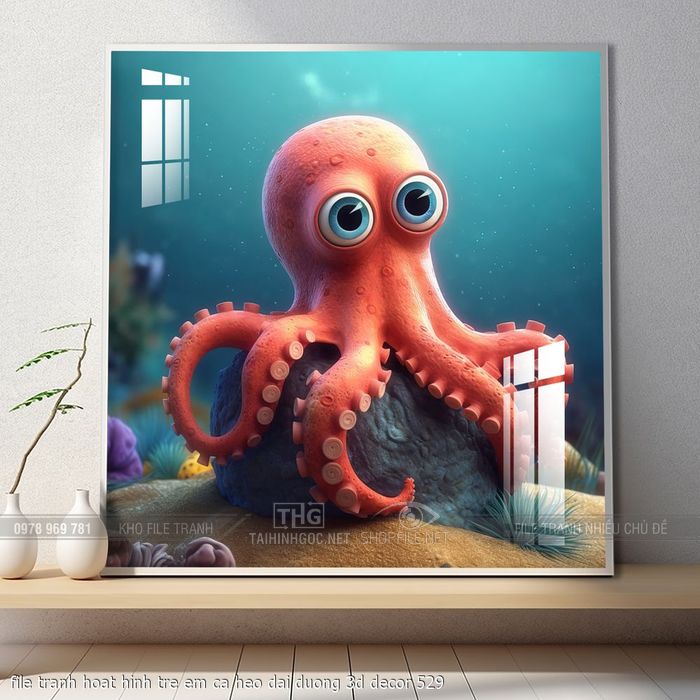 file tranh hoat hinh tre em ca heo dai duong 3d decor 529
