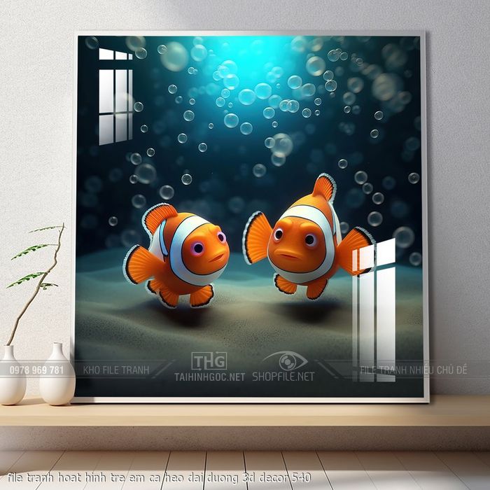 file tranh hoat hinh tre em ca heo dai duong 3d decor 540