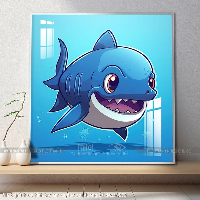 file tranh hoat hinh tre em ca heo dai duong 3d decor 575