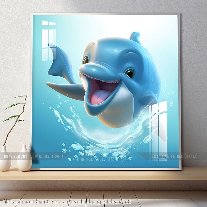 file tranh hoat hinh tre em ca heo dai duong 3d decor 582