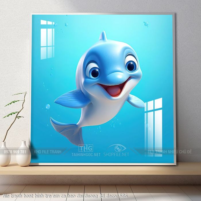 file tranh hoat hinh tre em ca heo dai duong 3d decor 586