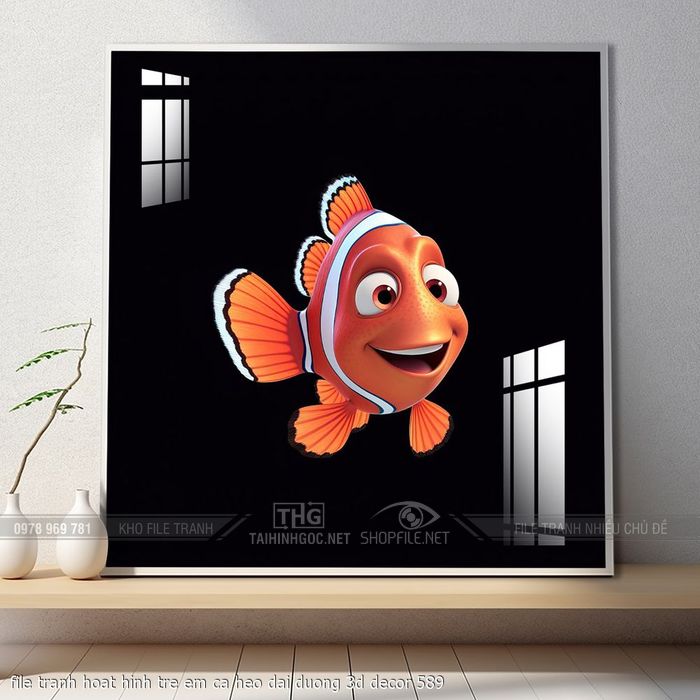 file tranh hoat hinh tre em ca heo dai duong 3d decor 589