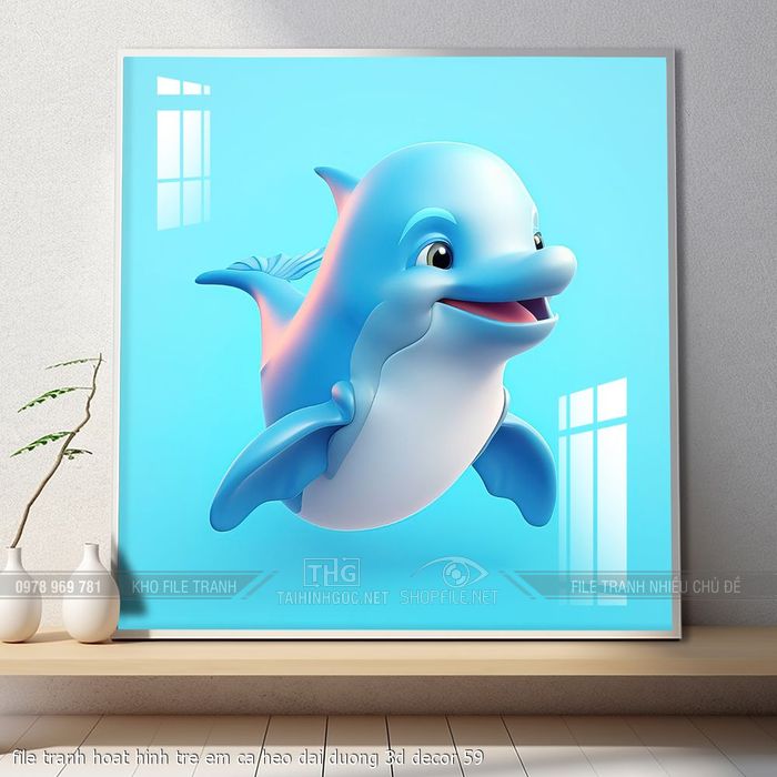 file tranh hoat hinh tre em ca heo dai duong 3d decor 59