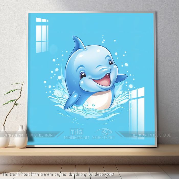 file tranh hoat hinh tre em ca heo dai duong 3d decor 593
