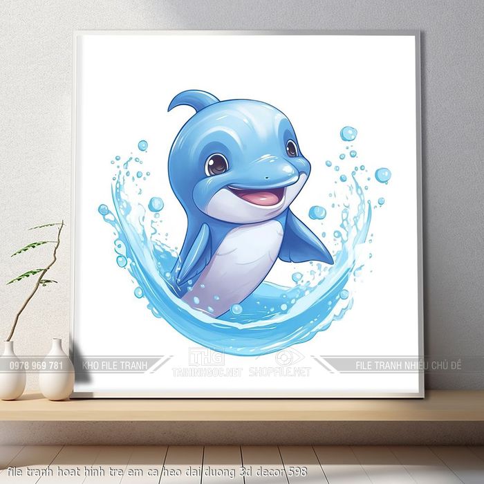 file tranh hoat hinh tre em ca heo dai duong 3d decor 598