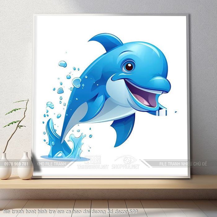 file tranh hoat hinh tre em ca heo dai duong 3d decor 599