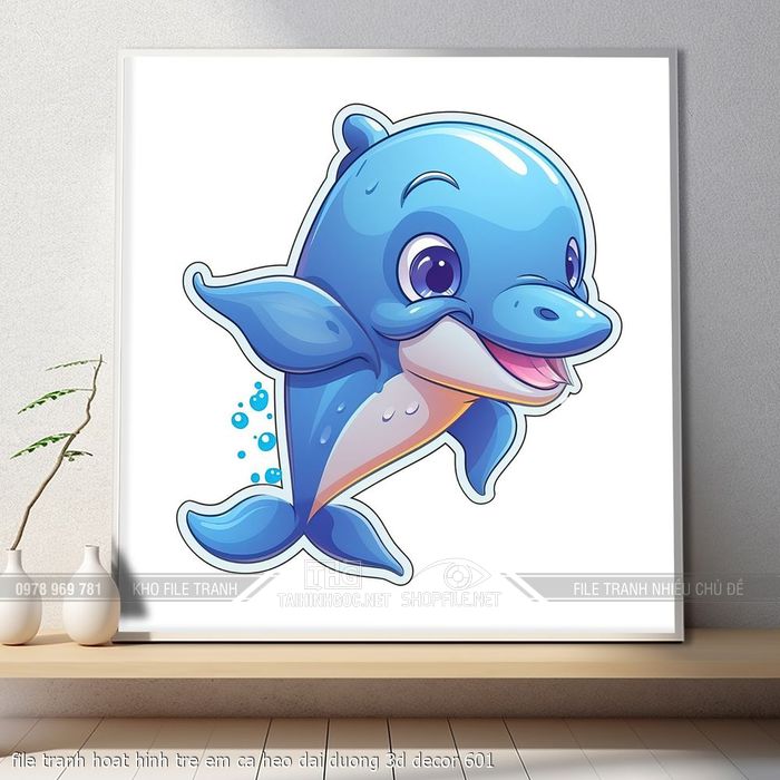 file tranh hoat hinh tre em ca heo dai duong 3d decor 601