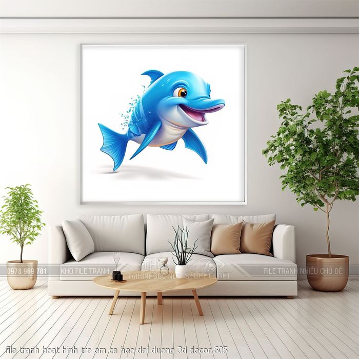 file tranh hoat hinh tre em ca heo dai duong 3d decor 605