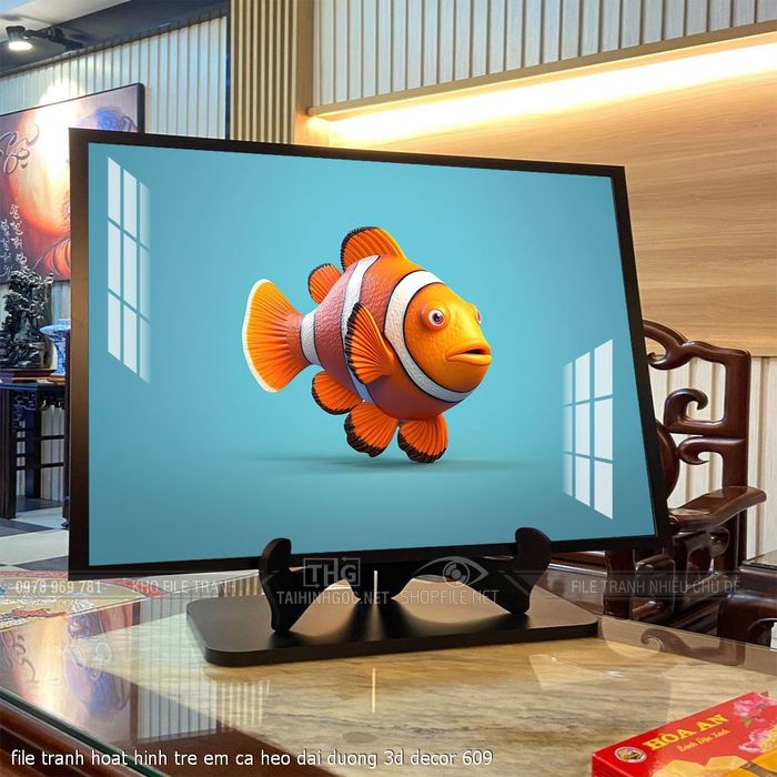 file tranh hoat hinh tre em ca heo dai duong 3d decor 609