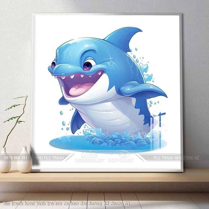 file tranh hoat hinh tre em ca heo dai duong 3d decor 61