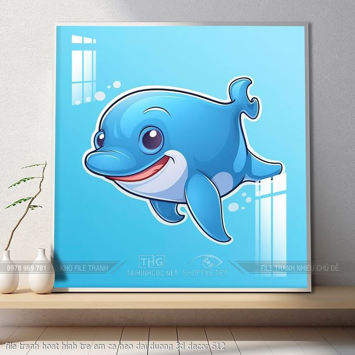 file tranh hoat hinh tre em ca heo dai duong 3d decor 612