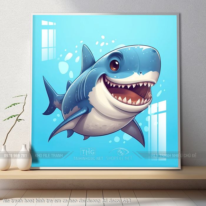 file tranh hoat hinh tre em ca heo dai duong 3d decor 613