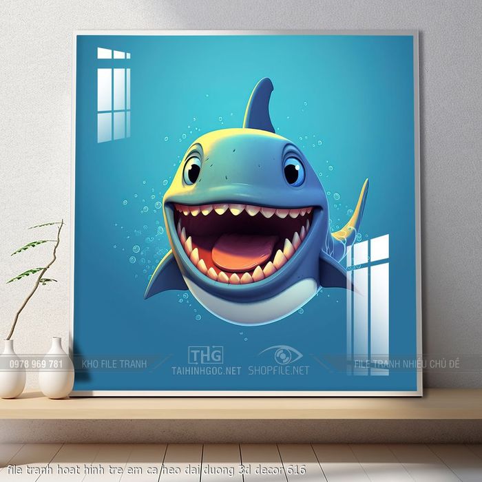 file tranh hoat hinh tre em ca heo dai duong 3d decor 616