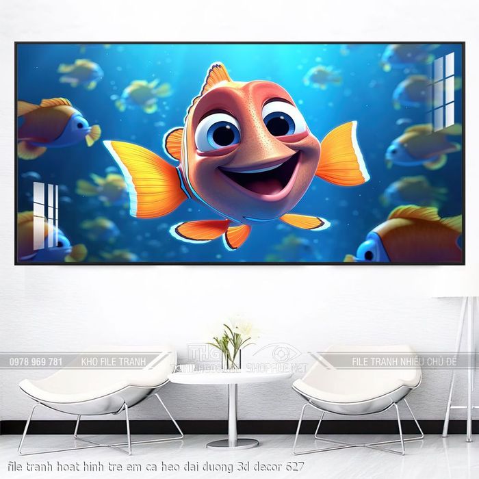 file tranh hoat hinh tre em ca heo dai duong 3d decor 627