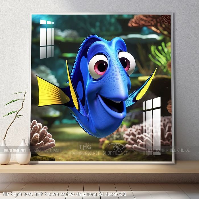 file tranh hoat hinh tre em ca heo dai duong 3d decor 628