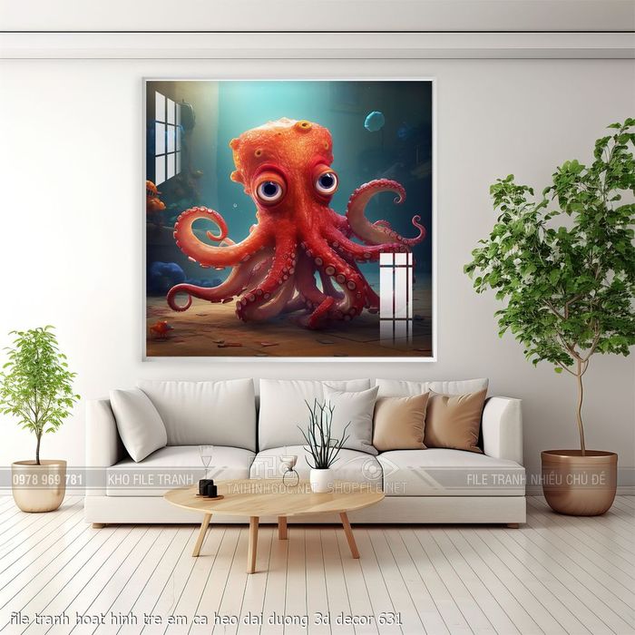 file tranh hoat hinh tre em ca heo dai duong 3d decor 631