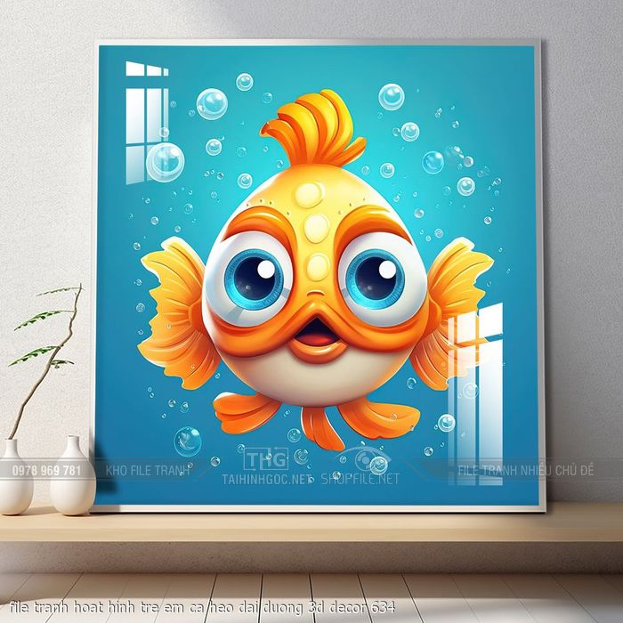 file tranh hoat hinh tre em ca heo dai duong 3d decor 634