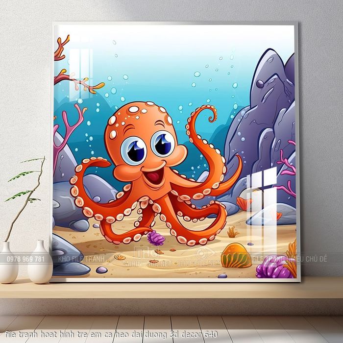 file tranh hoat hinh tre em ca heo dai duong 3d decor 640
