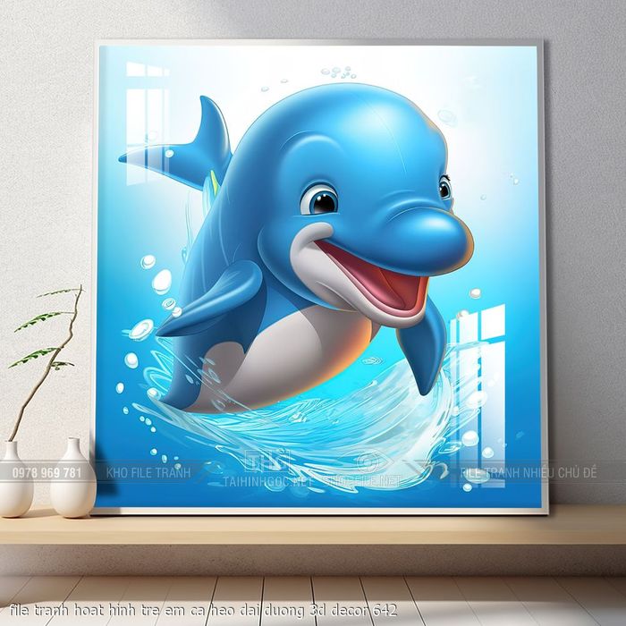 file tranh hoat hinh tre em ca heo dai duong 3d decor 642