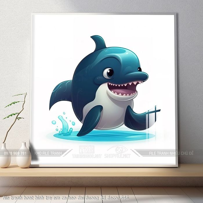 file tranh hoat hinh tre em ca heo dai duong 3d decor 646