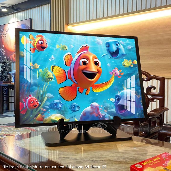 file tranh hoat hinh tre em ca heo dai duong 3d decor 65