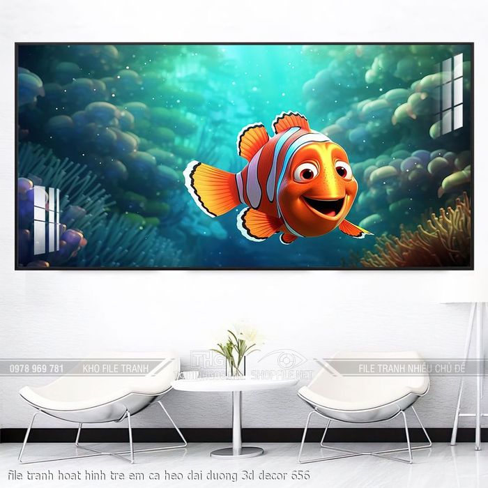 file tranh hoat hinh tre em ca heo dai duong 3d decor 656
