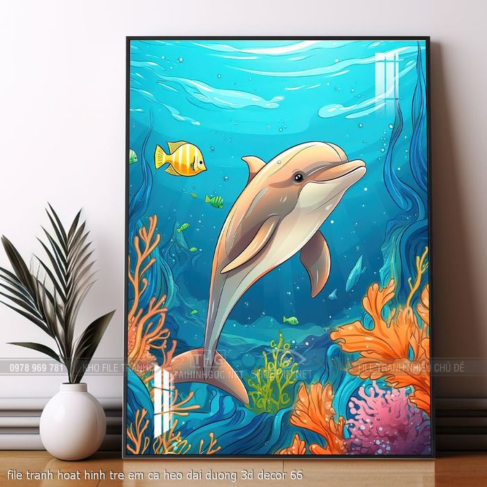 file tranh hoat hinh tre em ca heo dai duong 3d decor 66