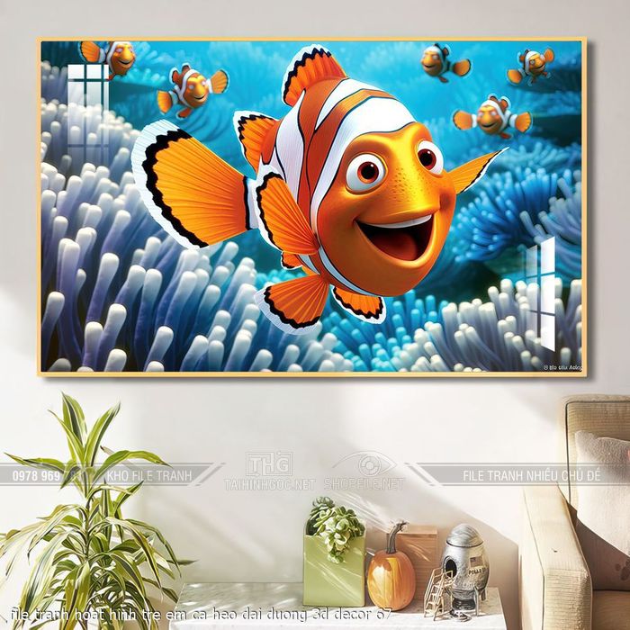 file tranh hoat hinh tre em ca heo dai duong 3d decor 67