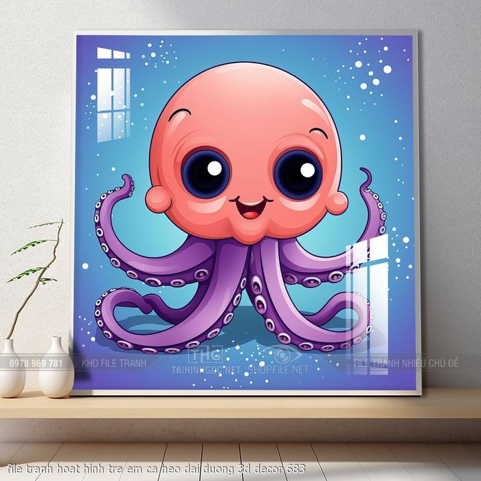 file tranh hoat hinh tre em ca heo dai duong 3d decor 683
