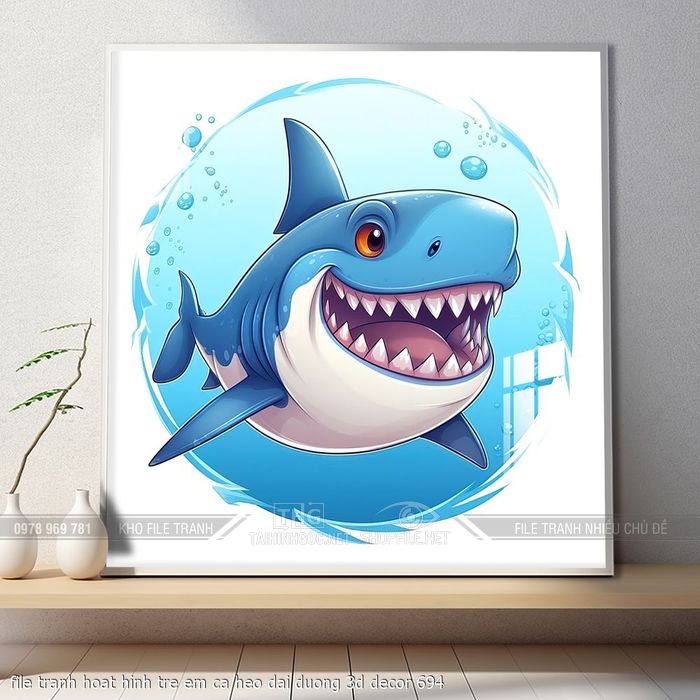 file tranh hoat hinh tre em ca heo dai duong 3d decor 694