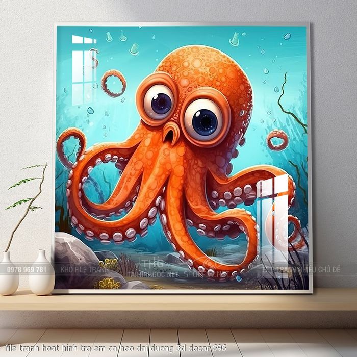 file tranh hoat hinh tre em ca heo dai duong 3d decor 696