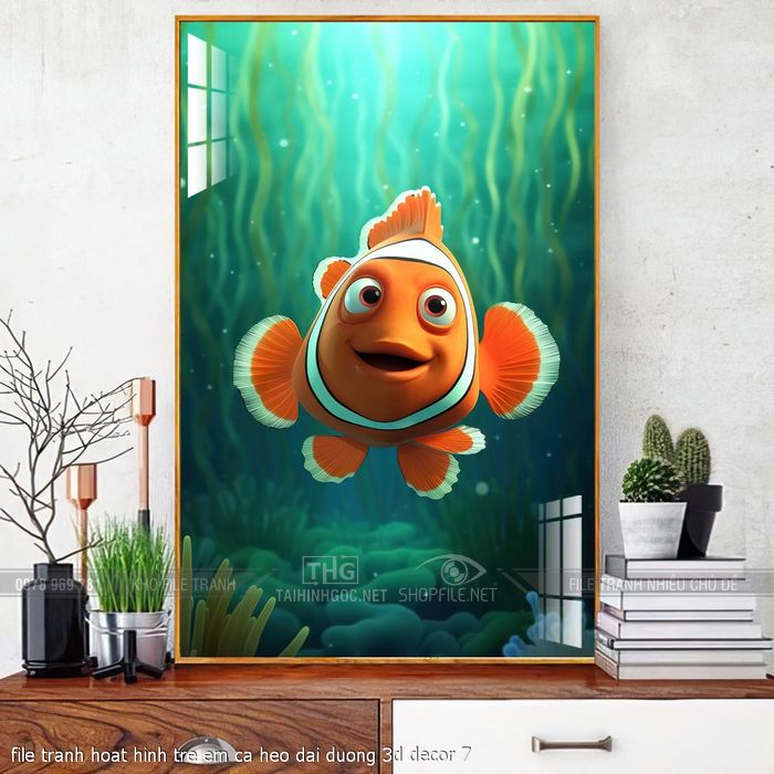 file tranh hoat hinh tre em ca heo dai duong 3d decor 7