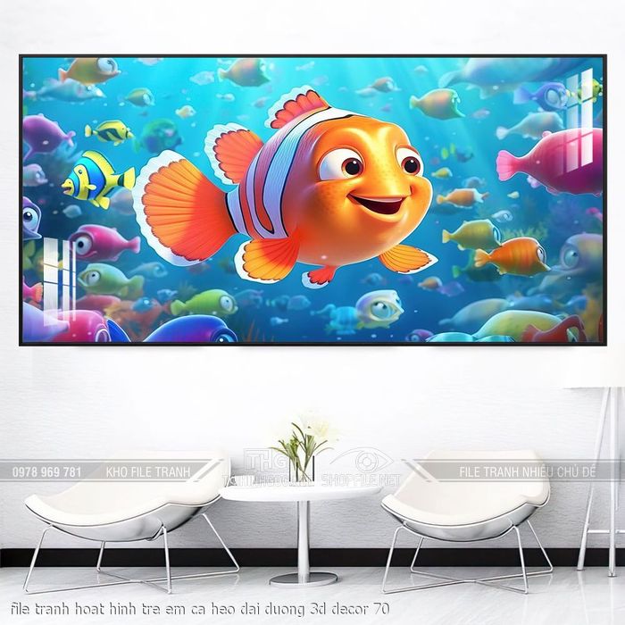 file tranh hoat hinh tre em ca heo dai duong 3d decor 70