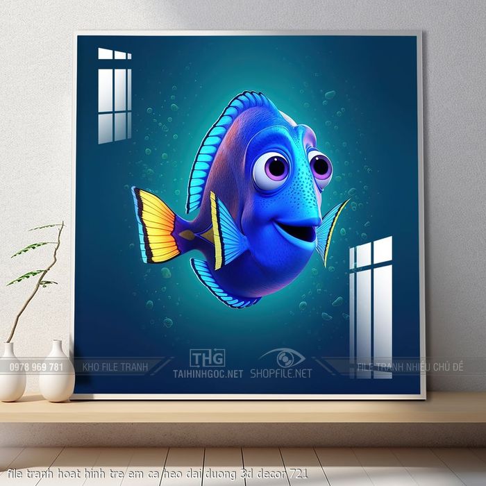 file tranh hoat hinh tre em ca heo dai duong 3d decor 721