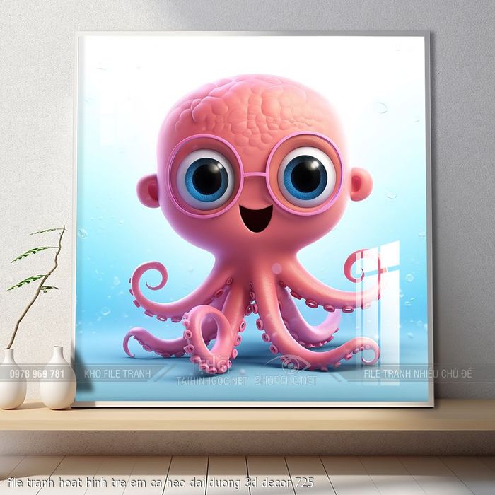 file tranh hoat hinh tre em ca heo dai duong 3d decor 725