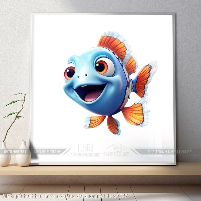 file tranh hoat hinh tre em ca heo dai duong 3d decor 727