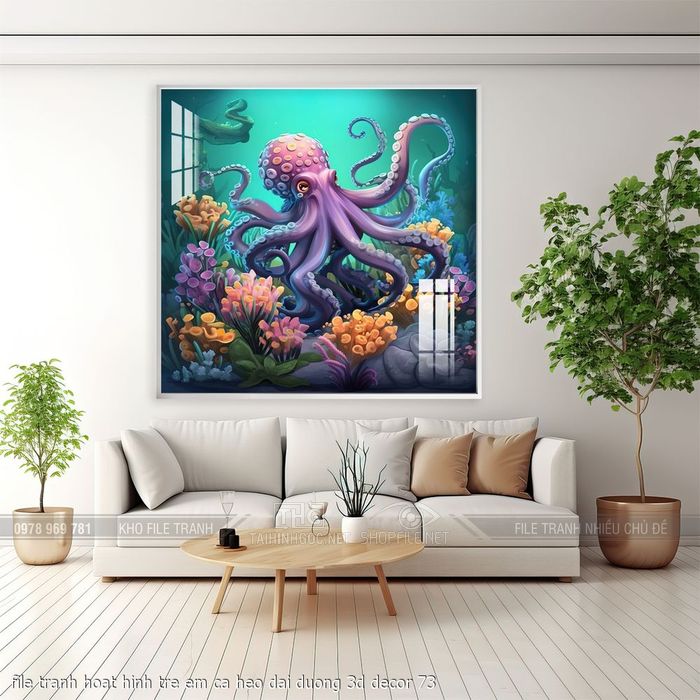 file tranh hoat hinh tre em ca heo dai duong 3d decor 73