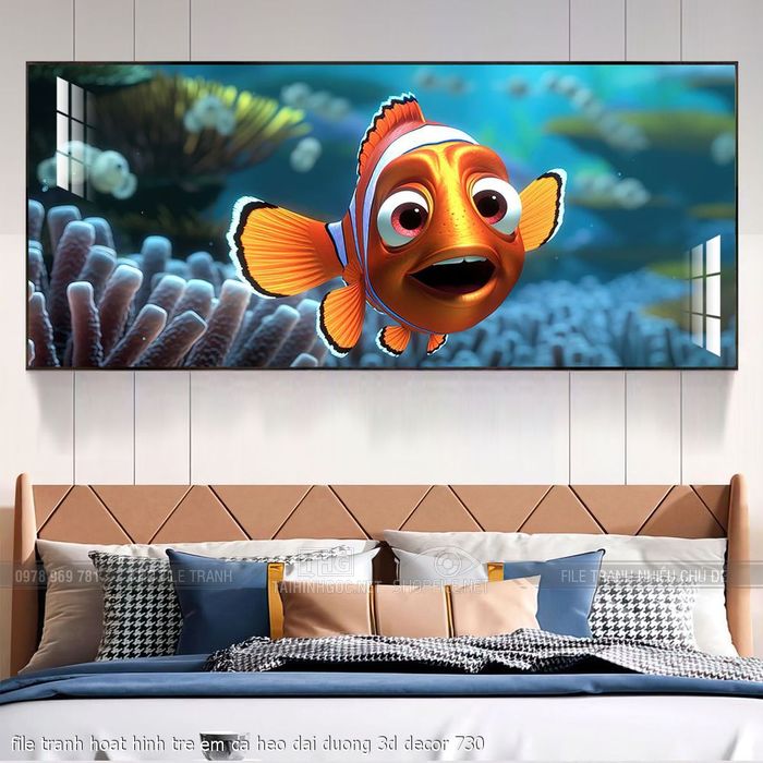 file tranh hoat hinh tre em ca heo dai duong 3d decor 730