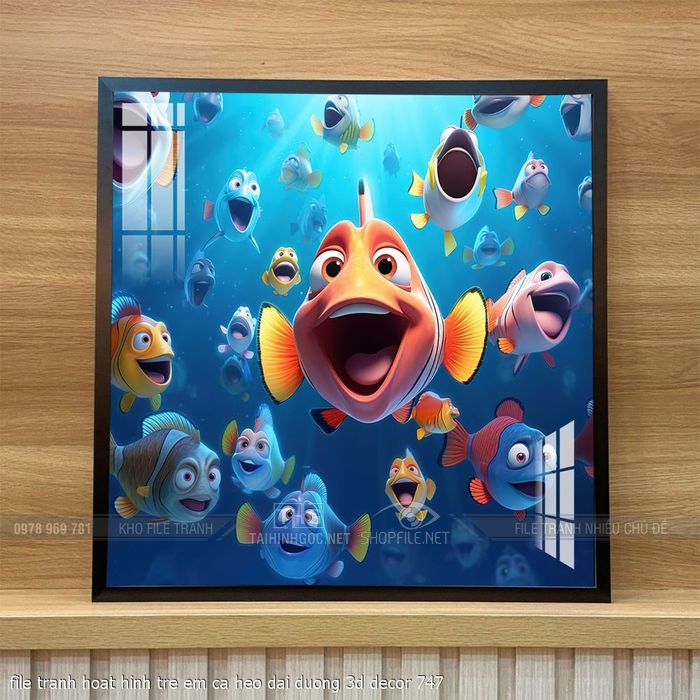 file tranh hoat hinh tre em ca heo dai duong 3d decor 747