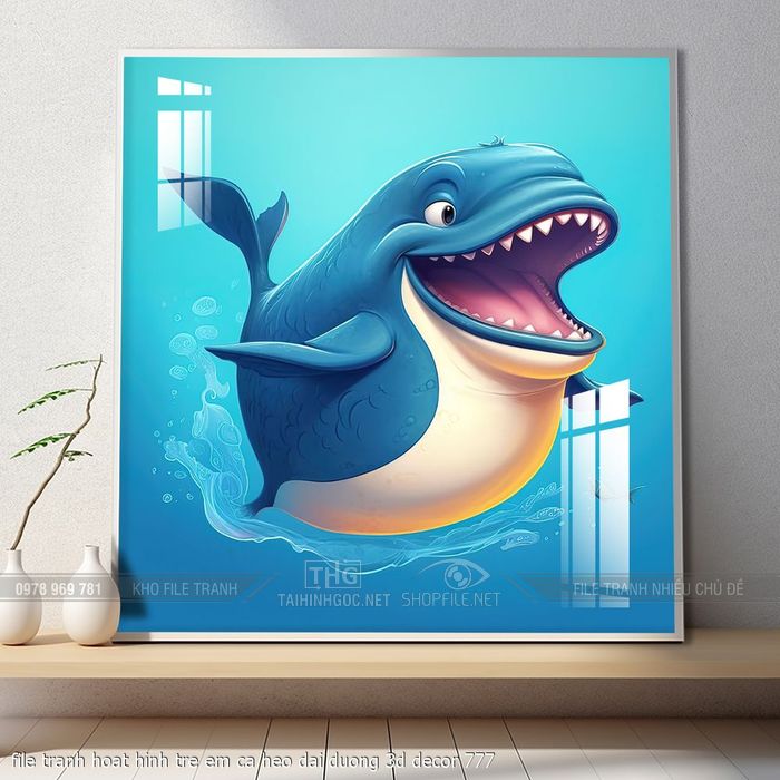file tranh hoat hinh tre em ca heo dai duong 3d decor 777