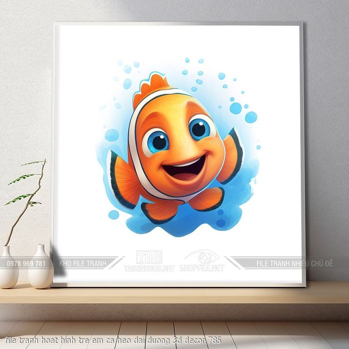 file tranh hoat hinh tre em ca heo dai duong 3d decor 785